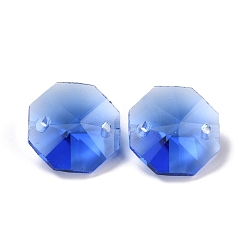 Озёрно--синий Гальваническое стекло соединители звеньев, граненые, для люстры призматическая цепочка из бусин, украшение ювелирных изделий своими руками, восьмиугольник, Плут синий, 14x14x7.5 мм, отверстие : 1.6 мм