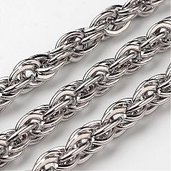 Stainless Steel Color 304 Stainless Steel Rope Chains, Unwelded, Stainless Steel Color, 6mm