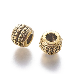 Or Antique Perles européennes de style tibétain, rondelle, Or antique, sans plomb et sans cadmium, 9.5x7mm, Trou: 4.5mm