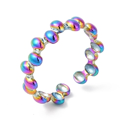 Rainbow Color Chapado en iones (ip) 304 anillo de puño abierto ovalado de acero inoxidable para mujer, color del arco iris, tamaño de EE. UU. 6 3/4 (17.1 mm)