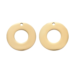 Golden 304 Stainless Steel Pendants, Manual Polishing, Blank Stamping Tags, Circle Ring, Golden, 30x1.8mm, Hole: 1.6mm