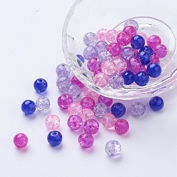 Couleur Mélangete Perles de verre craquelées et craquelées, mix de valentine, ronde, couleur mixte, 4~4.5x4mm, trou: 1 mm, environ 400 PCs / sachet 