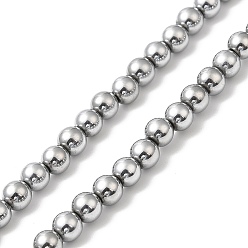 Platinum Plated Electroplate Synthetic Magnetic Hematite Beads Strands, Round, Platinum Plated, 5mm, Hole: 0.8mm, about 84~87pcs/strand, 16.14~16.96''(41~43cm)
