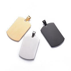 Mixed Color 201 Stainless Steel Stamping Blank Tag Pendants, Rectangle, Mixed Color, 40x25x1.5mm, Hole: 4x9mm