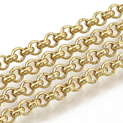 Golden 304 Stainless Steel Rolo Chains, Belcher Chain, with Spool, Unwelded, Golden, 3~3.2x1.1mm, about 32.8 Feet(10m)/roll