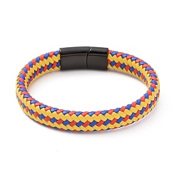 Colorful Microfiber Leather Braided Cord Bracelets Braided Cord Bracelets, with 304 Stainless Steel Magnetic Clasp, Rectangle, Colorful, 8-5/8 inch(22cm), 12x6mm