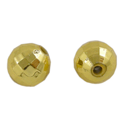 Or Perles acryliques facettes, ronde, la couleur de l'or, environ 8 mm de large, Longueur 8mm, Trou: 1.5mm, environ1600 pcs / 500 g