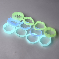 Mixed Color Synthetic Luminous Stone Stretch Bracelets, Mixed Shape, Mixed Color, 2 inch~2-1/8 inch(5~5.5cm)