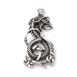 Argent Antique Style tibétain 304 pendentifs en acier inoxydable, serpent, argent antique, 53x27x8mm, Trou: 8x4.5mm