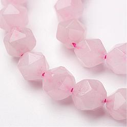 Cuarzo Rosa Natural aumentó de hilos de perlas de cuarzo, facetados, rondo, 8~8.5 mm, agujero: 1 mm, sobre 48 unidades / cadena, 15.15 pulgada