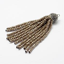 Chameau Électroplaque de perles en verre, avec les accessoires de strass en laiton, chameau, 76x10.8mm, Trou: 2.5mm