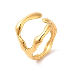 Настоящее золото 18K Ионное покрытие (ip) 304 кольцо на палец манжеты из нержавеющей стали, ответвительное кольцо для женщин, реальный 18 k позолоченный, 3.5~16 мм, внутренний диаметр: американский размер 6 3/4 (17.1 мм)