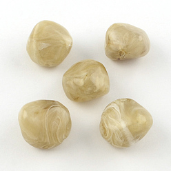 Kaki Foncé Pépites perles acryliques imitation de pierres précieuses, kaki foncé, 25x24x17mm, trou: 3 mm, environ 84 pcs / 500 g