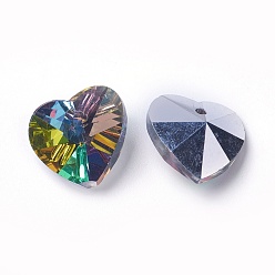 Coloré Valentines romantiques idées charmes de verre, pendentifs coeur facetté, colorées, 18x18x10mm, Trou: 1mm