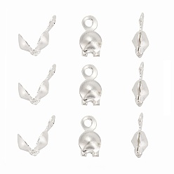 Silver Iron Bead Tips, Calotte Ends, Clamshell Knot Cover, Silver Color Plated, 8x4mm, Hole: 1.5mm, Inner Diameter: 3mm