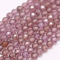 Garnet Natural Garnet Beads Strands, Faceted, Round, 2.5mm, Hole: 0.5mm, about 145pcs/strand, 15.7 inch(40cm)