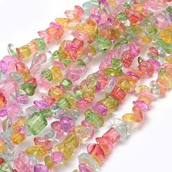 Coloré Perles en verre craquelé, puce, colorées, 5~8mm, Trou: 1mm, environ 33 pouces (84 cm)