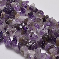 Amethyst Chip Natural Amethyst Beads Strands, Dyed, 5~8x5~8mm, Hole: 1mm, 34 inch