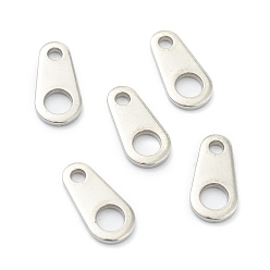 Stainless Steel Color 304 Stainless Steel Chain Tabs, Chain Extender Connectors, Teardrop, Stainless Steel Color, 12x6x1.5mm, Hole: 1.3mm and 3.4mm