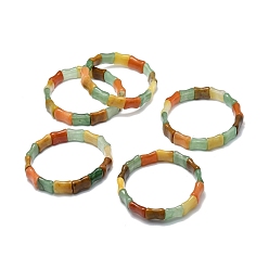 Aventurine Bracelet extensible en perles rectangle d'aventurine naturelle pour femme, couleur mixte, diamètre intérieur: 2-1/8~2-1/4 pouce (5.5~5.7 cm)