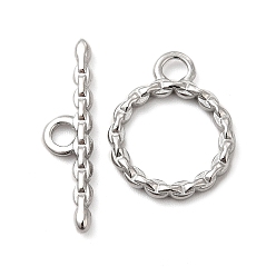 Stainless Steel Color 304 Stainless Steel Toggle Clasps, Twist Ring, Stainless Steel Color, Ring: 17x13.5x2mm, Hole: 2.5mm, 10.5mm inner diameter, Bar: 22x5.5x2mm, hole: 2.5mm