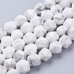 Howlite Natural Howlite Beads Strands, Faceted, Round, 10x9mm, Hole: 1.2mm, about 38pcs/strand, 15.3 inch(39cm)