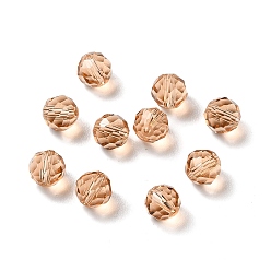 Marron Sablonneux Verre imitation perles de cristal autrichien, facette, ronde, Sandy Brown, 6mm, Trou: 1mm