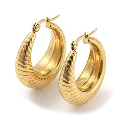 Golden Ion Plating(IP) 304 Stainless Steel Croissant Hoop Earrings for Women, Golden, 31.5x28x10mm