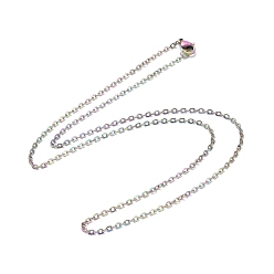 Rainbow Color Ионное покрытие (ip) 304 ожерелья с крестообразными цепочками из нержавеющей стали, с карабин-лобстерами , Радуга цветов, 19.6 дюйм (50 см), 2 мм