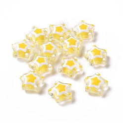 Желтый Бусины лэмпворк , звезда, желтые, 11~12.5x11~12.5x5.5~6 мм, отверстие : 1 мм