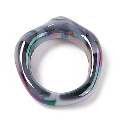 Gris Pizarra Anillos de enlace de acrílico opacos, anillo irregular, color de ab chapado, gris pizarra, 25x25.5x5.5 mm, diámetro interior: 16 mm