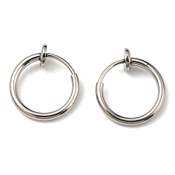 Stainless Steel Color 304 Stainless Steel Clip-on Earrings, No Piercing Earrings, Stainless Steel Color, 14.5x13x4.5mm