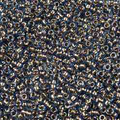 (997) Gilt Lined AB Light Sapphire Cuentas de semillas redondas toho, granos de la semilla japonés, (997) zafiro claro ab con forro dorado, 8/0, 3 mm, agujero: 1 mm, Sobre 1110 unidades / 50 g