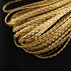 Золотистый Плетеный искусственная кожа металлические шнуры, фурнитура елочки для браслета, золотые, 5x2 мм, около 109.36 ярдов (100 м) / пачка