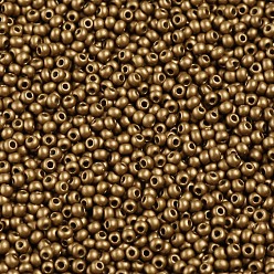 Amarilla Oscura 11/0 calificar unas cuentas redondas de semillas de vidrio, pintura para hornear, vara de oro oscuro, 2.3x1.5 mm, agujero: 1 mm, sobre 48500 unidades / libra