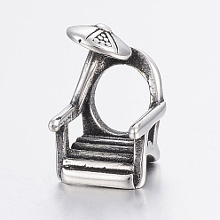 Antique Silver 304 Stainless Steel Beads, Large Hole Beads, Chair, Antique Silver, 13x9x8mm, Hole: 6mm