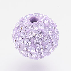 371_Violet Czech Rhinestone Beads, PP8(1.4~1.5mm), Pave Disco Ball Beads, Polymer Clay, Round, 371_Violet, 7.5~8mm, Hole: 1.8mm, about 80~90pcs rhinestones/ball