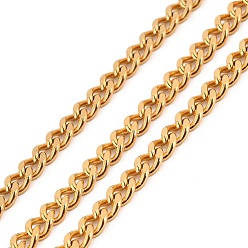 Golden Vacuum Plating 304 Stainless Steel Cuban Link Chains, Unwelded, with Spool, Golden, 6x4.5x2mm, about 32.81 Feet(10m)/Roll