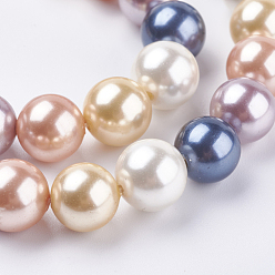 Couleur Mélangete Perles de perles de nacre de coquillage, ronde, couleur mixte, 10mm, Trou: 1mm, Environ 40 pcs/chapelet, 15.6 pouce (39.5 cm)