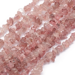 Quartz Fraise Naturel de fraise de quartz brins de perles, puce, 5~8mm, Trou: 1mm, environ 16 pouces (40.64 cm)
