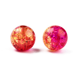 Crimson Transparent Crackle Acrylic Beads, Round, Crimson, 8x7.5mm, Hole: 1.8mm, about 1700pc/500g