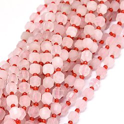 Quartz Rose Naturel a augmenté perles de quartz brins, avec des perles de rocaille, facette, Toupie, perles de prisme à double pointe, 6~7x6~7mm, Trou: 0.8mm, Environ 43 pcs/chapelet, 15.55 pouce (39.5 cm)