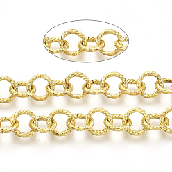 Oro Cadenas rolo de hierro, cadena belcher, sin soldar, con carrete, textura, dorado, link: 9x1.5 mm, aproximadamente 39.37 pies (12 m) / rollo