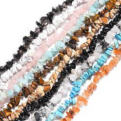 Mixed Stone Chip Gemstone Beads Strands Mix, Assorted Colors, about 32~32.5 inch long, beads:5~8mm, hole: 1mm