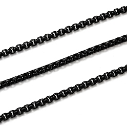 Черный Латунные цепи, окрашенные распылением, венецианские цепи, с катушкой, несварные, чёрные, 2x2.5x2.5 мм