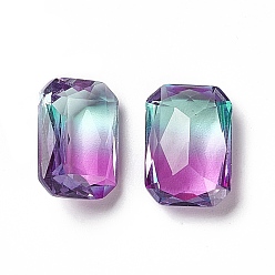 Light Amethyst Faceted K9 Glass Rhinestone Cabochons, Pointed Back, Rectangle Octagon, Light Amethyst, 13.5x9.5x5.5mm