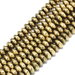 Real 18K Gold Plated Electroplate Non-magnetic Synthetic Hematite Beads Strands, Rondelle, Real 18K Gold Plated, 4x2mm, Hole: 0.5mm, about 180~182pcs/strand, 15.75 inch(40cm)