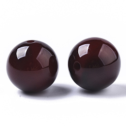 Brun De Noix De Coco Perles en résine, pierre d'imitation, ronde, brun coco, 20mm, Trou: 2mm