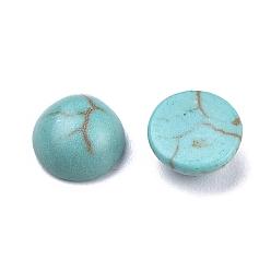 Turquoise Synthétique Cabochons turquoises synthétiques, demi-tour, 6x3~3.5mm