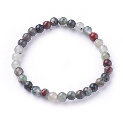 Héliotrope Perles de pierre de sang africaines naturelles bracelets extensibles, ronde, 1-7/8 pouces ~ 2-1/8 pouces (4.9~5.3 cm), perles: 6~7 mm
